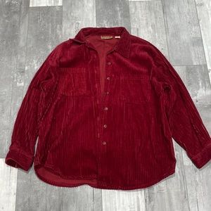 ANDREW’S JEANS Women’s Vintage Dark Red Corduroy Shacket, Size XL